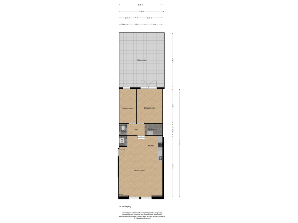 View floorplan of 1e verdieping of Dorpsstraat (Bouwnr. 3)