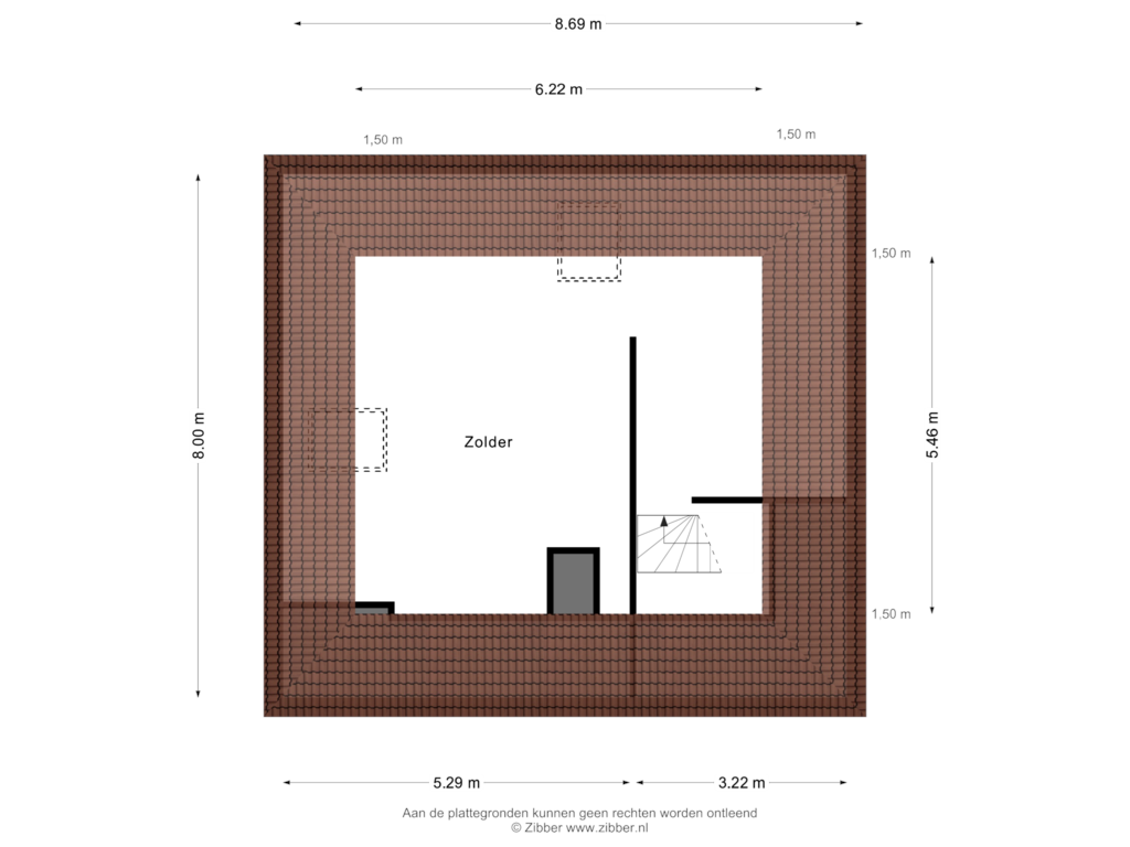 Bekijk plattegrond van Zolder van Zwaagdijk 91