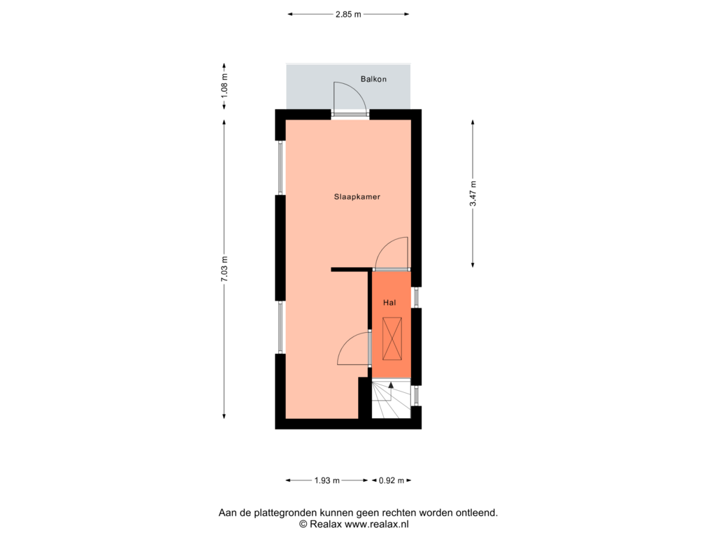 View floorplan of Verdieping 1 of Hansenstraat 6-B