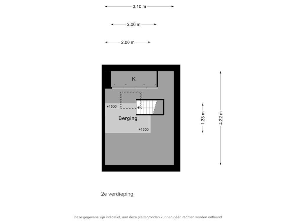 Bekijk plattegrond van 2e verdieping van Krommeniedijk 110