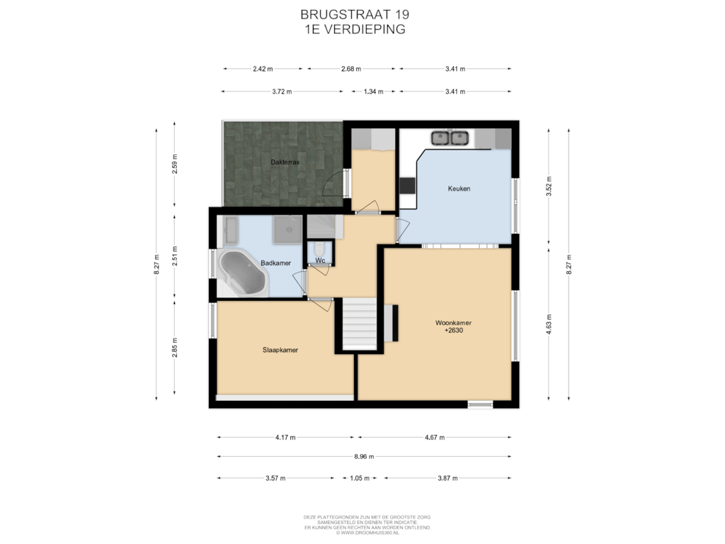 View floorplan of 1E Verdieping of Brugstraat 19