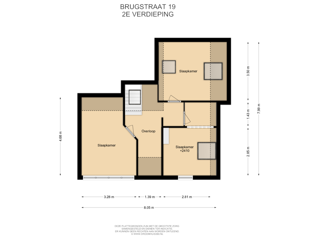 View floorplan of 2E Verdieping of Brugstraat 19