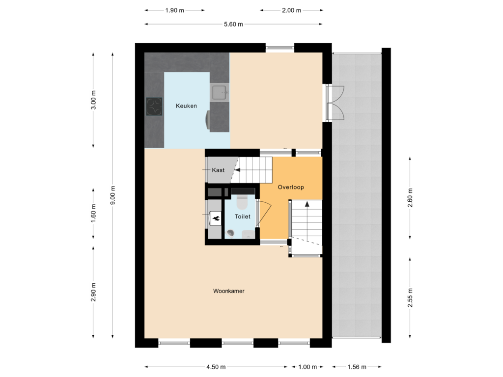 Bekijk plattegrond van Eerste verdieping van Overschiesestraat 58