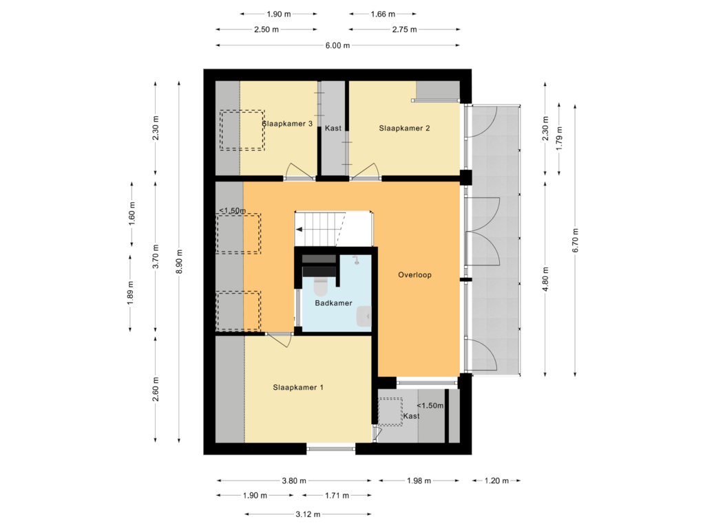 Bekijk plattegrond van Tweede verdieping van Overschiesestraat 58