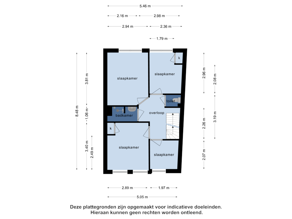 View floorplan of 1e verdieping of Prinsestraat 20