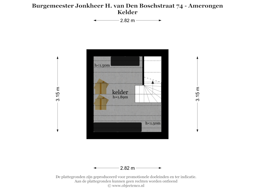 Bekijk plattegrond van KELDER van Burgemeester van den Boschstraat 74