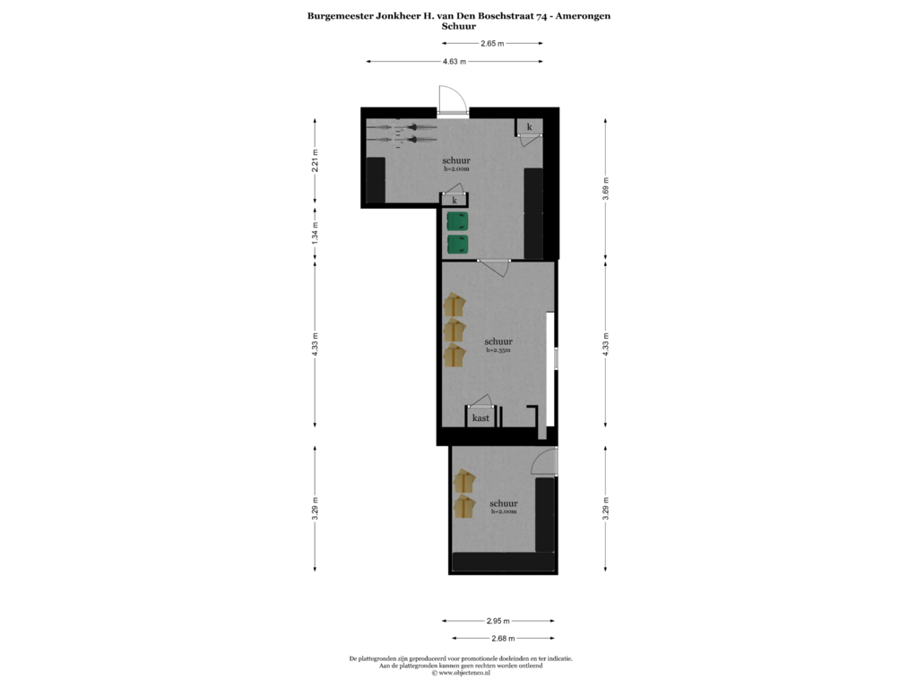 Bekijk plattegrond van SCHUUR van Burgemeester van den Boschstraat 74