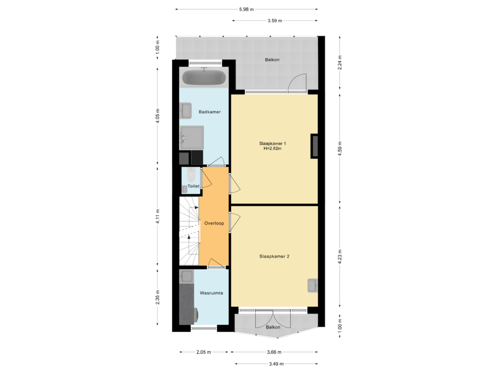 Bekijk plattegrond van Eerste Verdieping van Warmonderweg 49