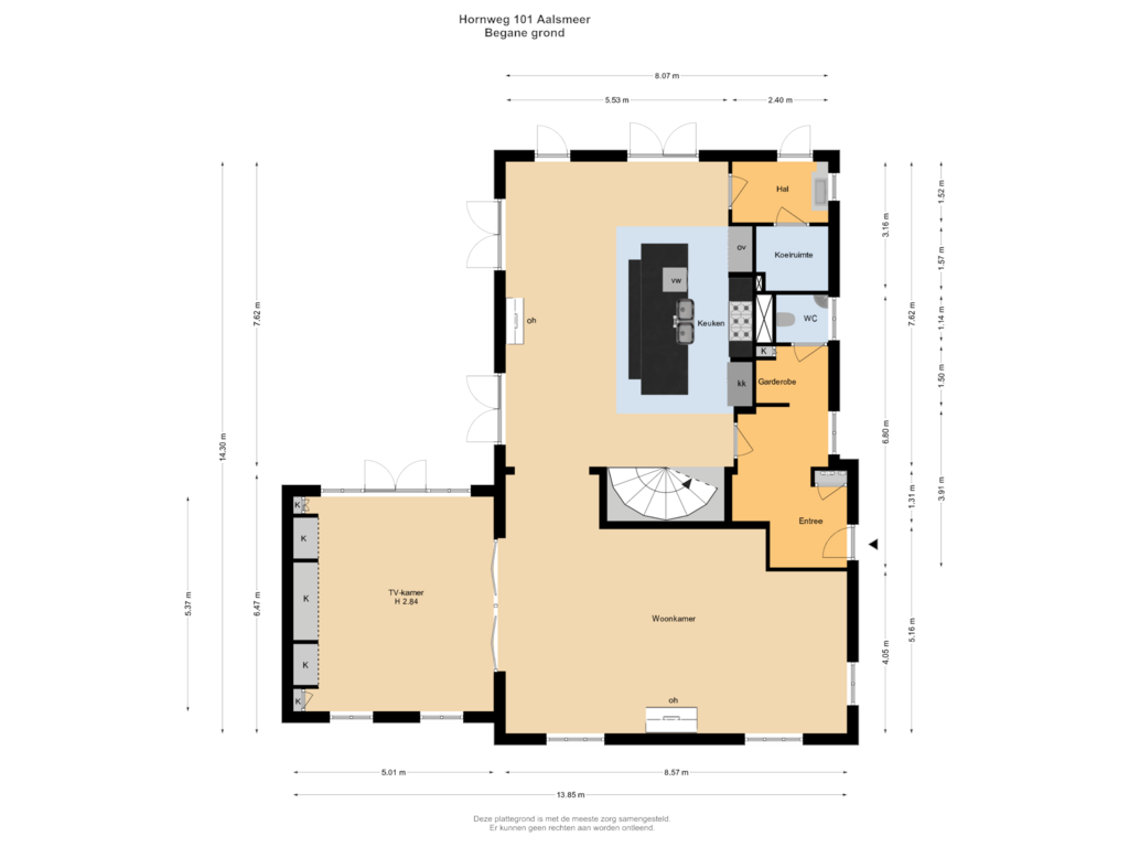 Bekijk plattegrond van Begane grond van Hornweg 101