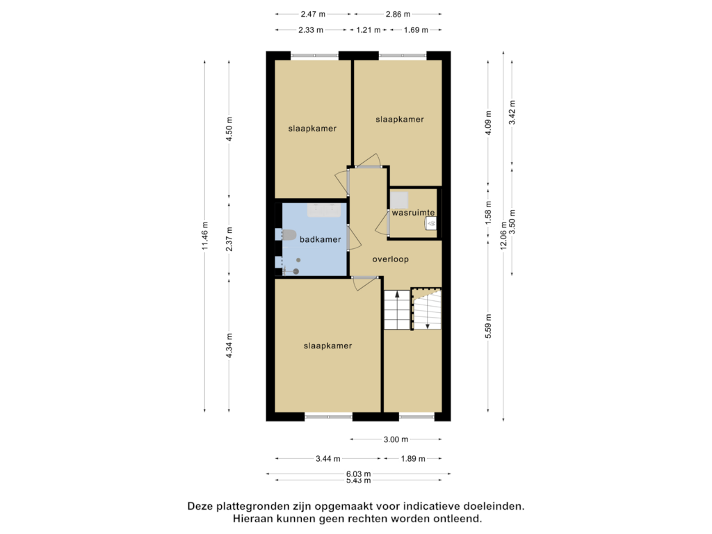 View floorplan of 1e verdieping of Bruijnstraat 68