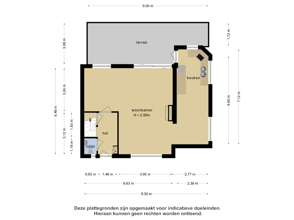 Bekijk plattegrond van Begane grond van Bergweg-zuid 124