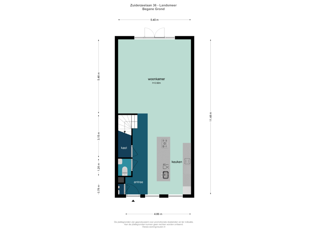 Bekijk plattegrond van BEGANE GROND van Zuiderzeelaan 36