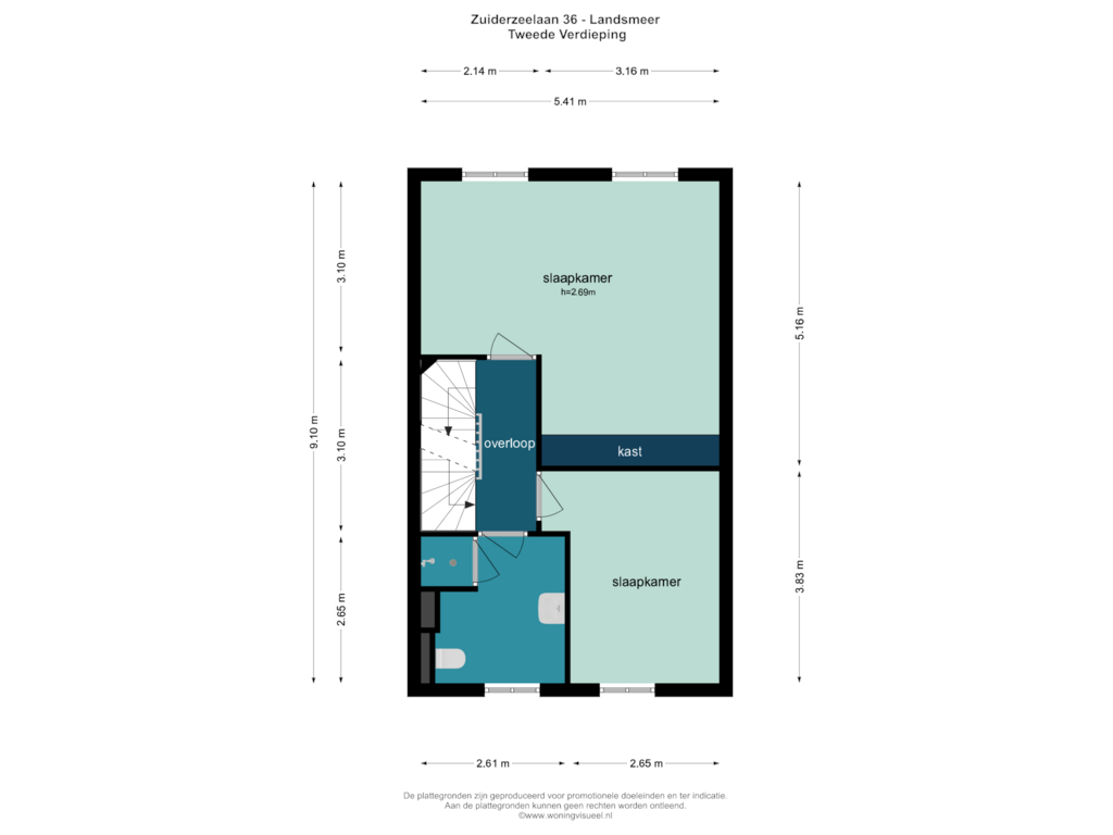 Bekijk plattegrond van TWEEDE VERDIEPING van Zuiderzeelaan 36