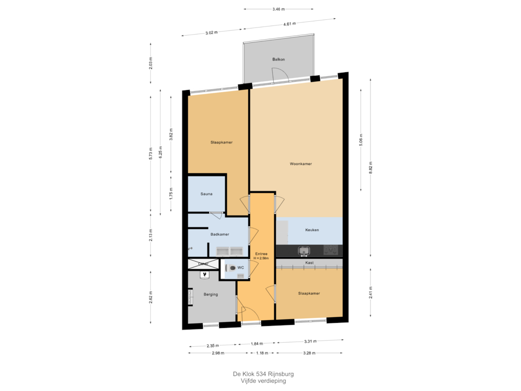 View floorplan of Vijfde verdieping of De Klok 534