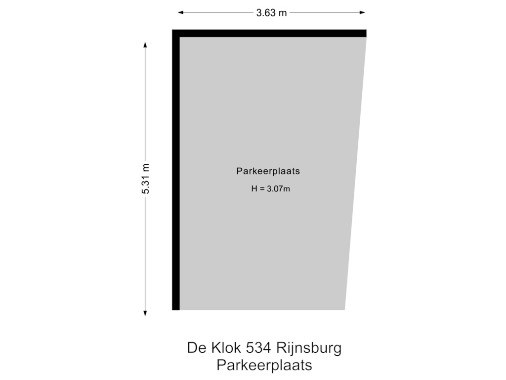 View floorplan of Parkeerplaats of De Klok 534