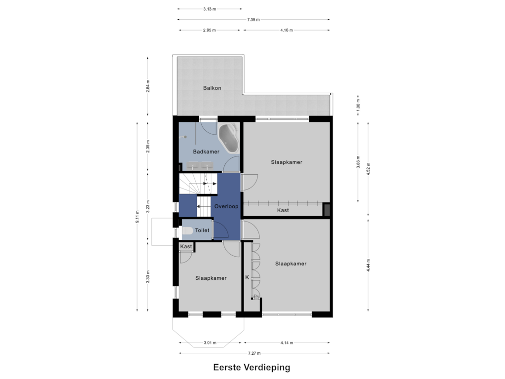 Bekijk plattegrond van Eerste Verdieping van de Genestetlaan 8