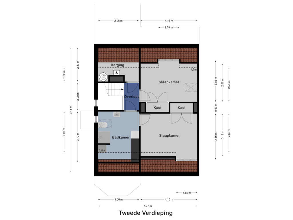 Bekijk plattegrond van Tweede Verdieping van de Genestetlaan 8