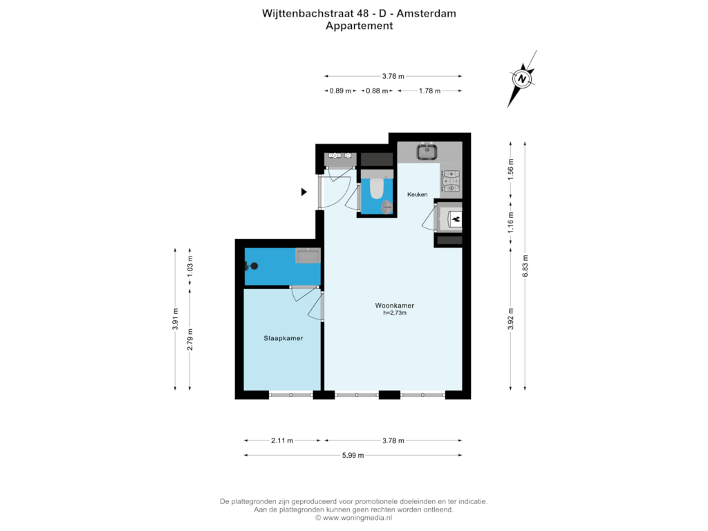 Bekijk plattegrond van Appartement van Wijttenbachstraat 48-D