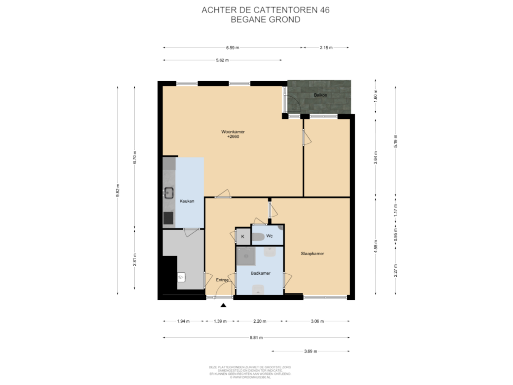 Bekijk plattegrond van Begane grond van Achter de Cattentoren 46