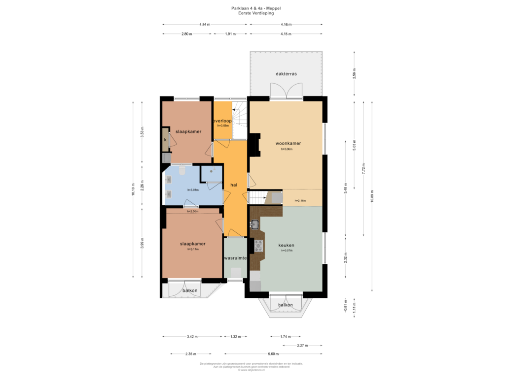 Bekijk plattegrond van EERSTE VERDIEPING van Parklaan 4