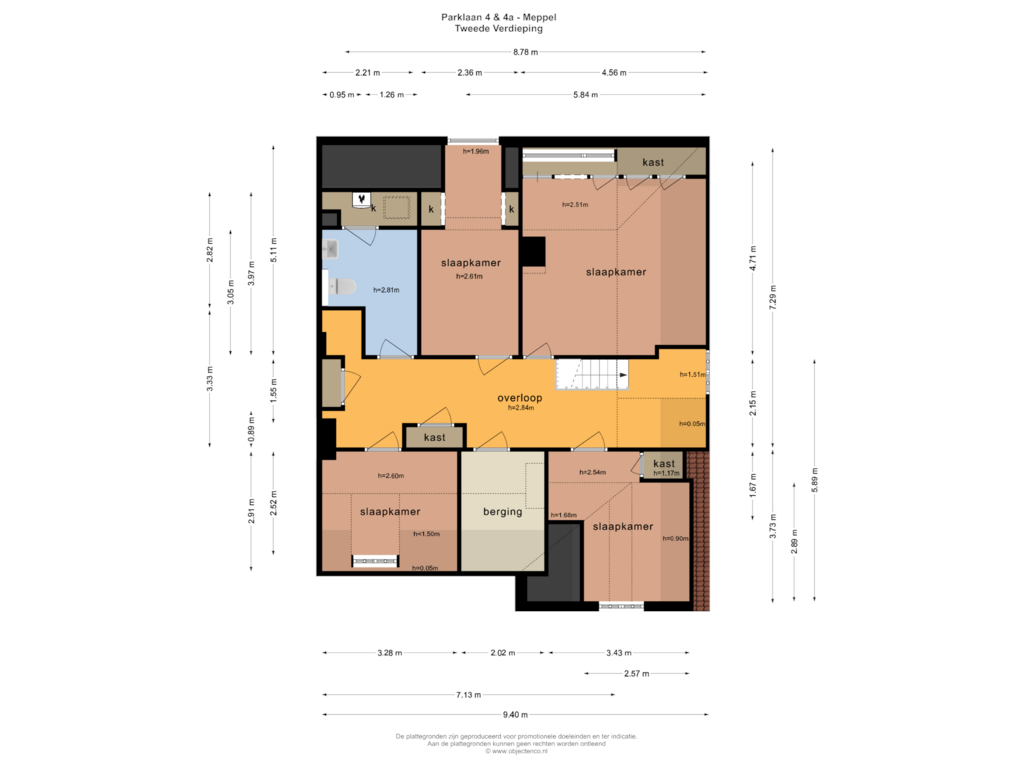 Bekijk plattegrond van TWEEDE VERDIEPING van Parklaan 4