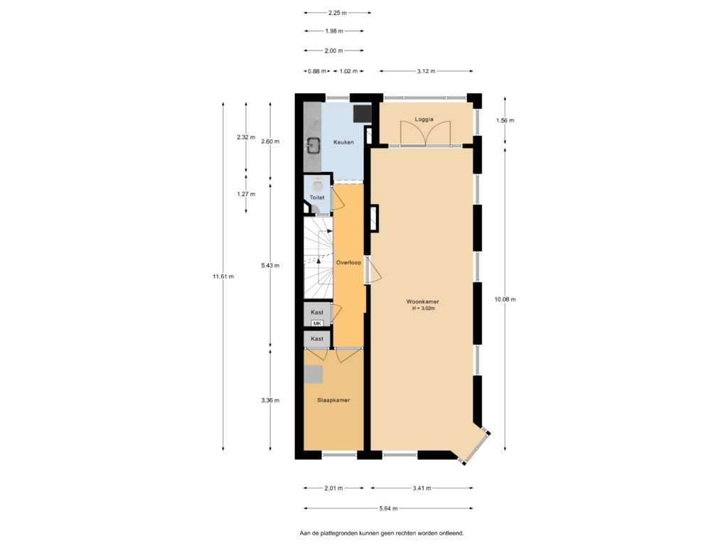 View floorplan of 2e verdieping of Prins Hendriklaan 46-A