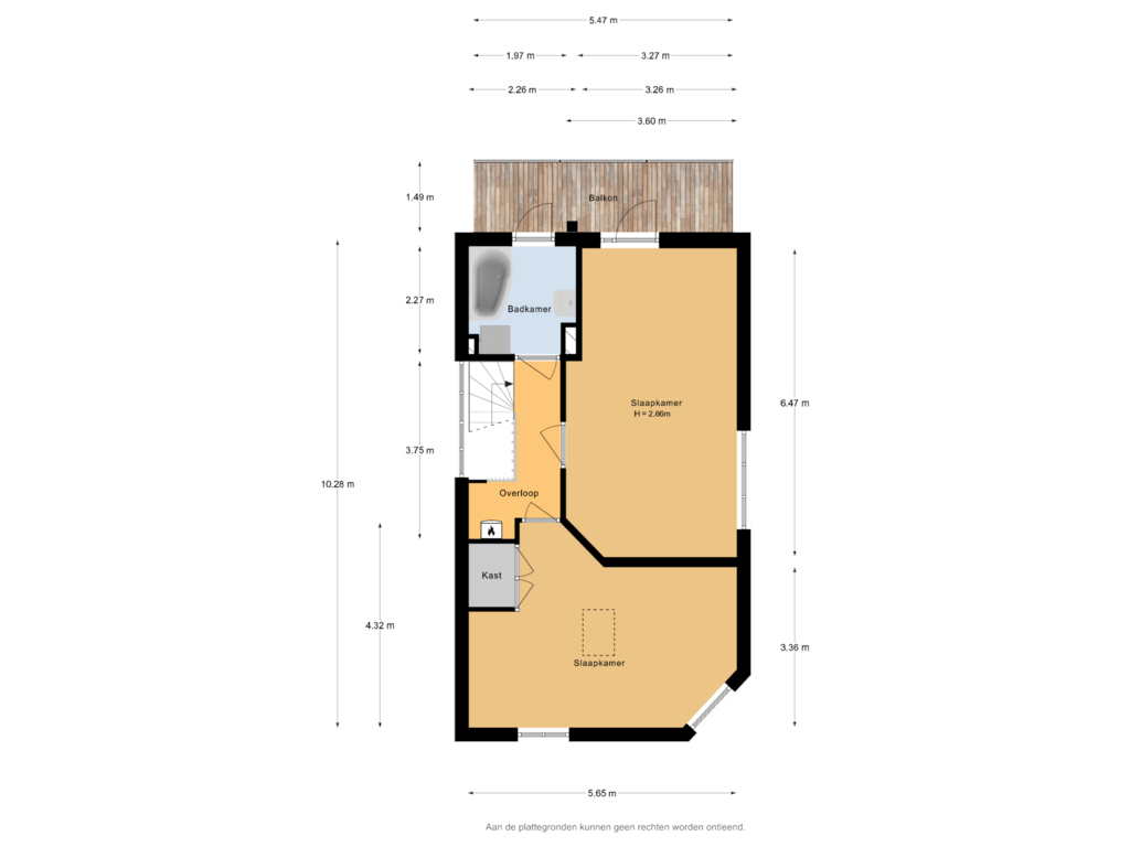 View floorplan of 3e verdieping of Prins Hendriklaan 46-A