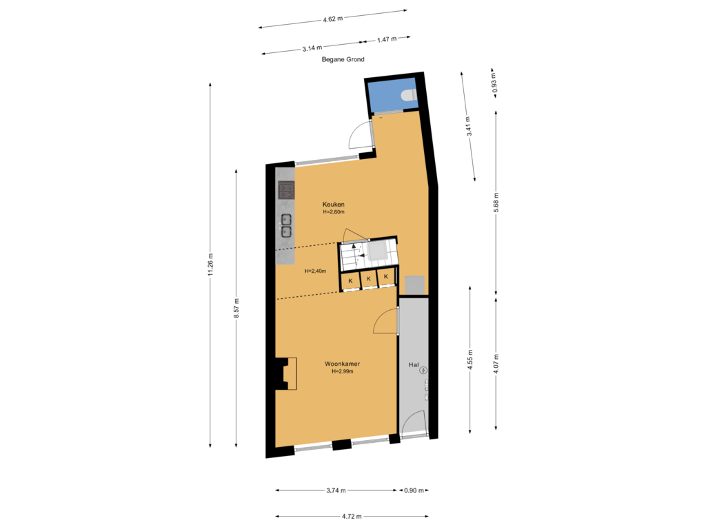 Bekijk plattegrond van Begane Grond van Dirk Hoogenraadstraat 68-G