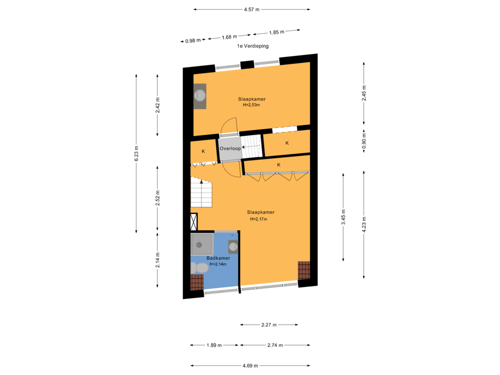 Bekijk plattegrond van 1e Verdieping van Dirk Hoogenraadstraat 68-G