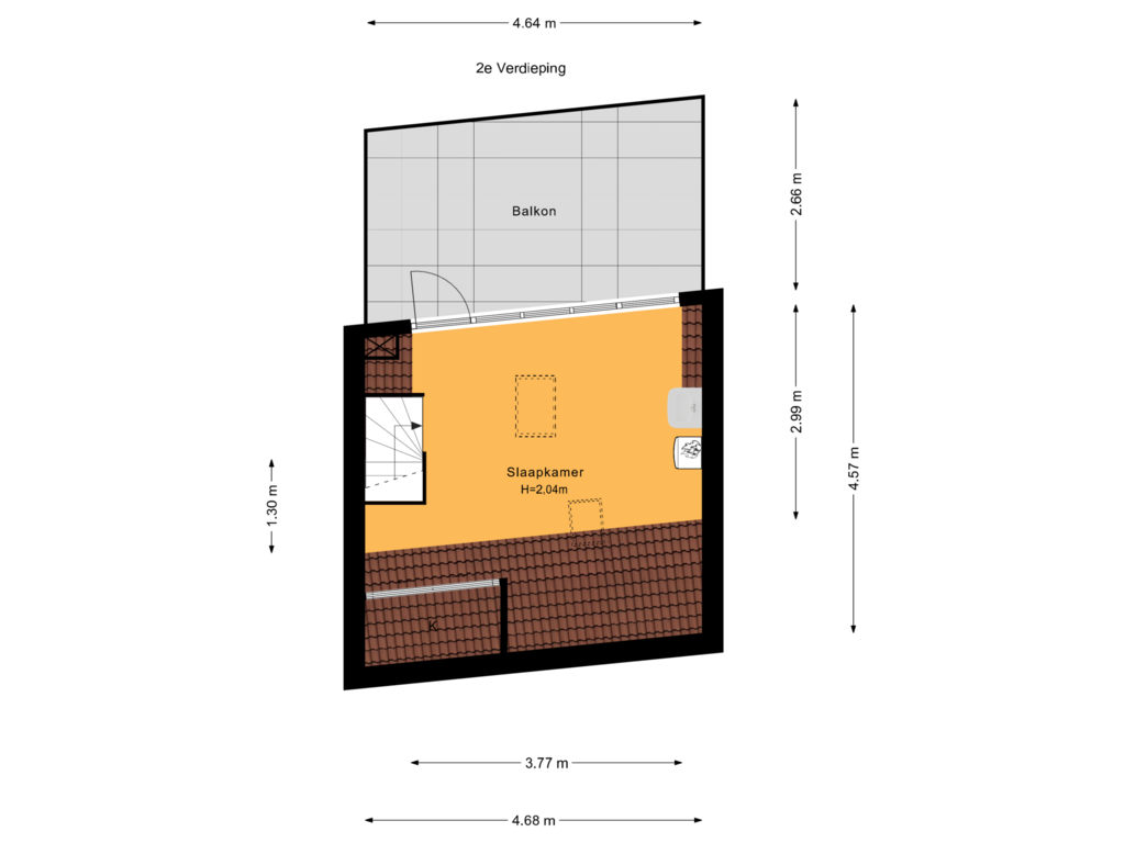 Bekijk plattegrond van 2e Verdieping van Dirk Hoogenraadstraat 68-G