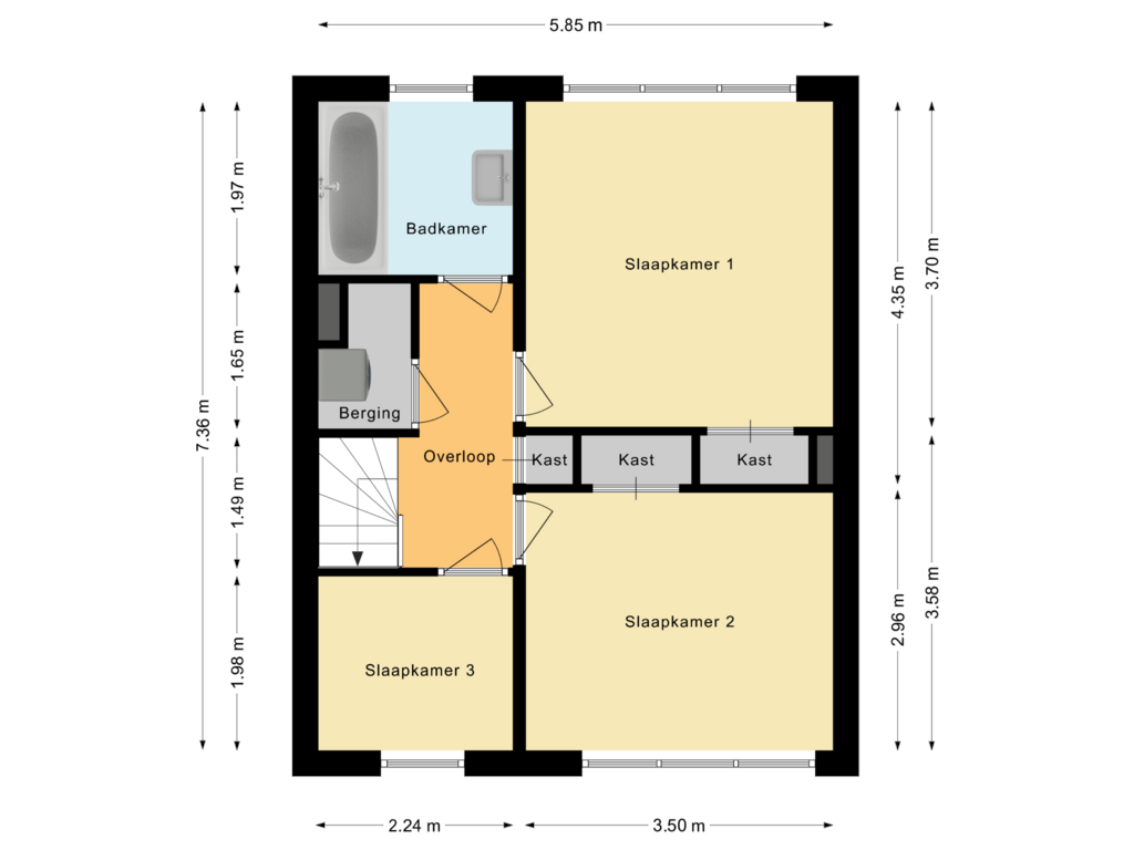 View floorplan of Eerste Verdieping of Antonie Morostraat 6