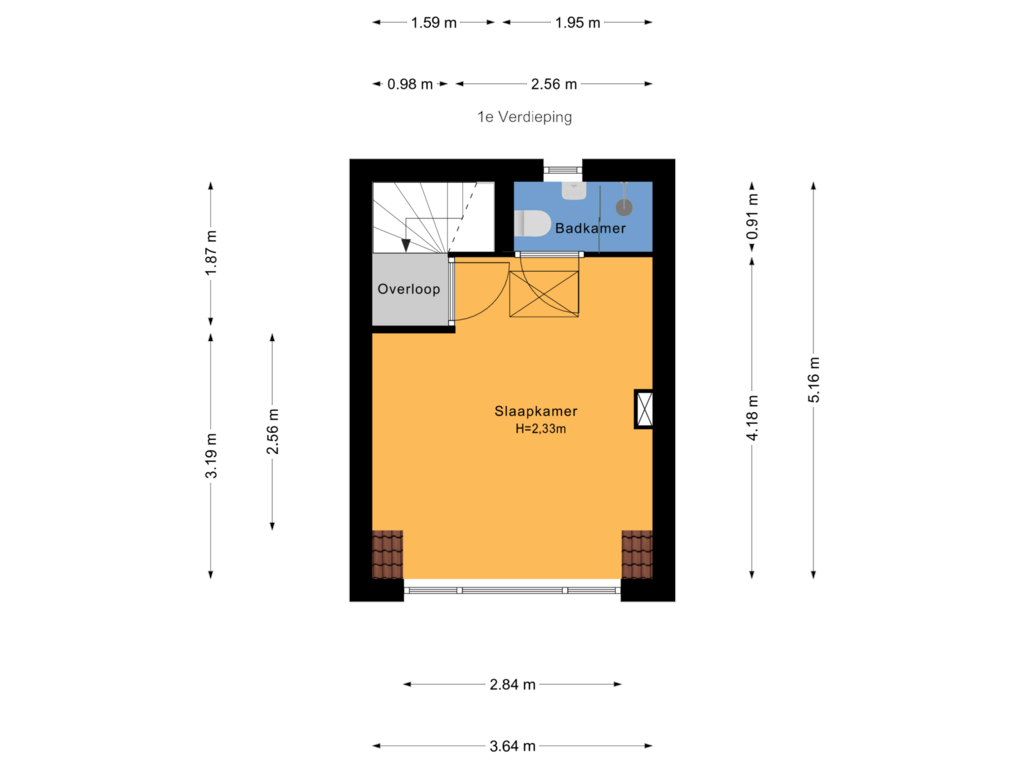 Bekijk plattegrond van 1e Verdieping van Zeilstraat 36