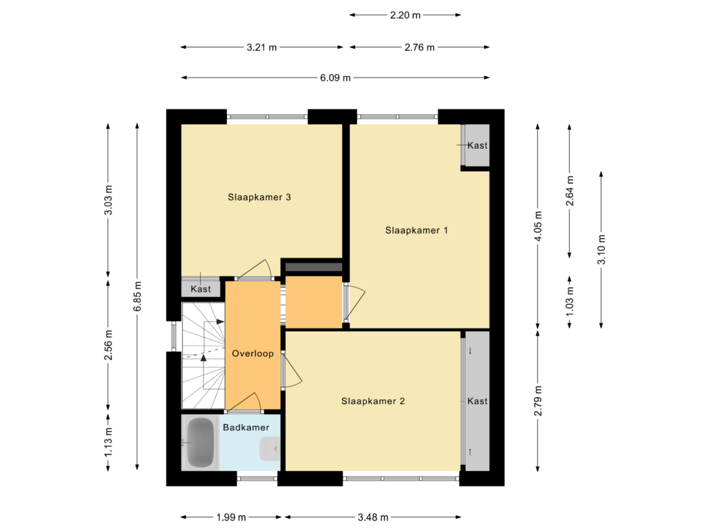 Bekijk plattegrond van Eerste verdieping van Prins Hendriklaan 9