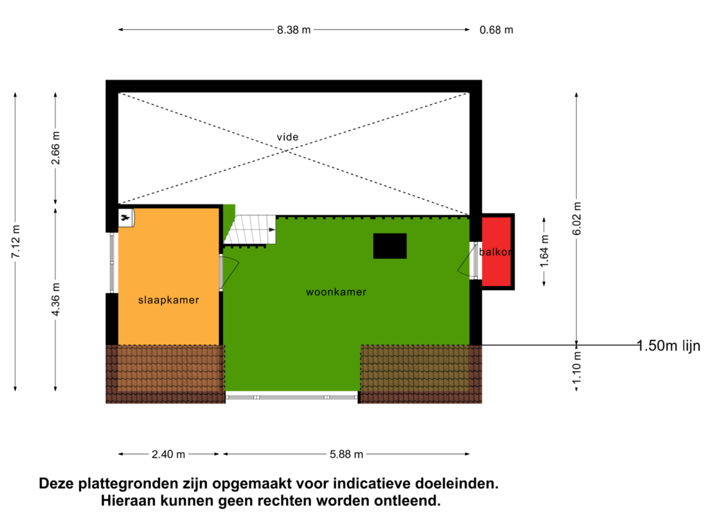 View floorplan of 1e verdieping of Parklaan 89