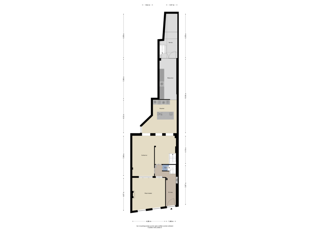 Bekijk plattegrond van Begane grond van Bogaardenstraat 1