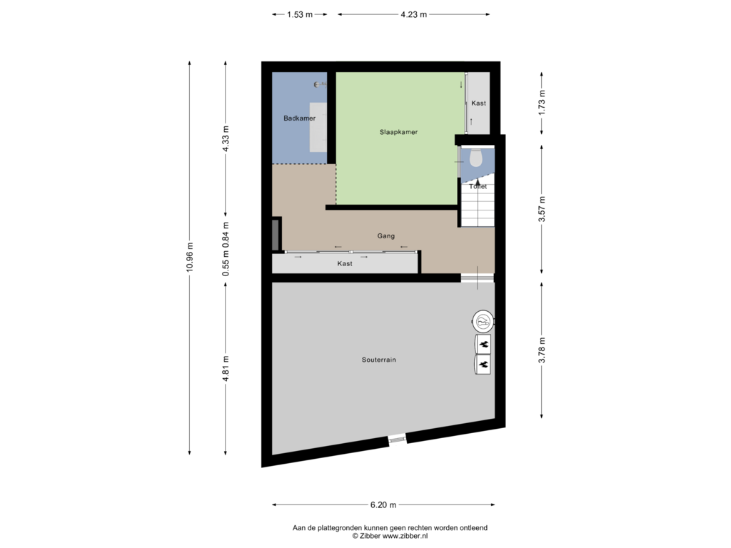 Bekijk plattegrond van Souterrain van Bogaardenstraat 1