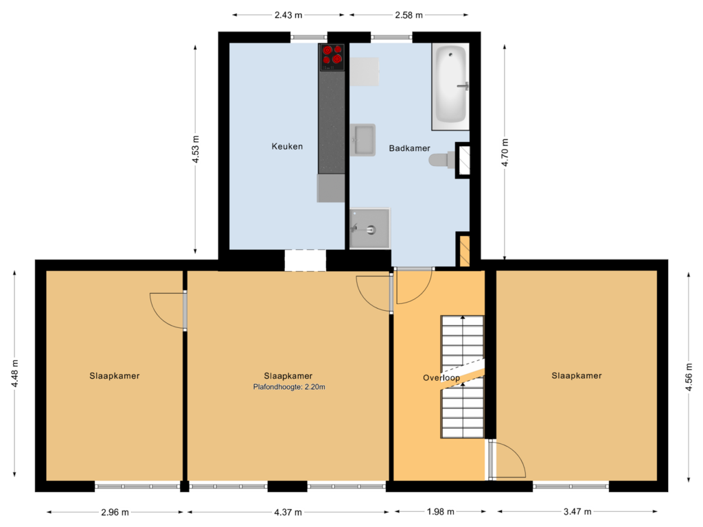 Bekijk plattegrond van 1e verdieping van Opzoomerlaan 11