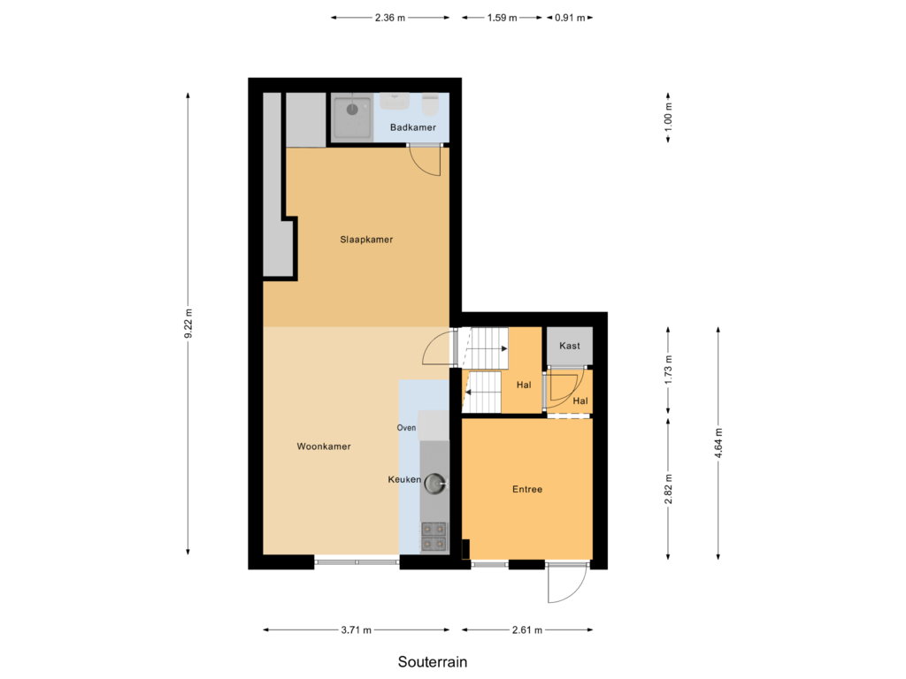 Bekijk plattegrond van Souterrain van Duinweg 48