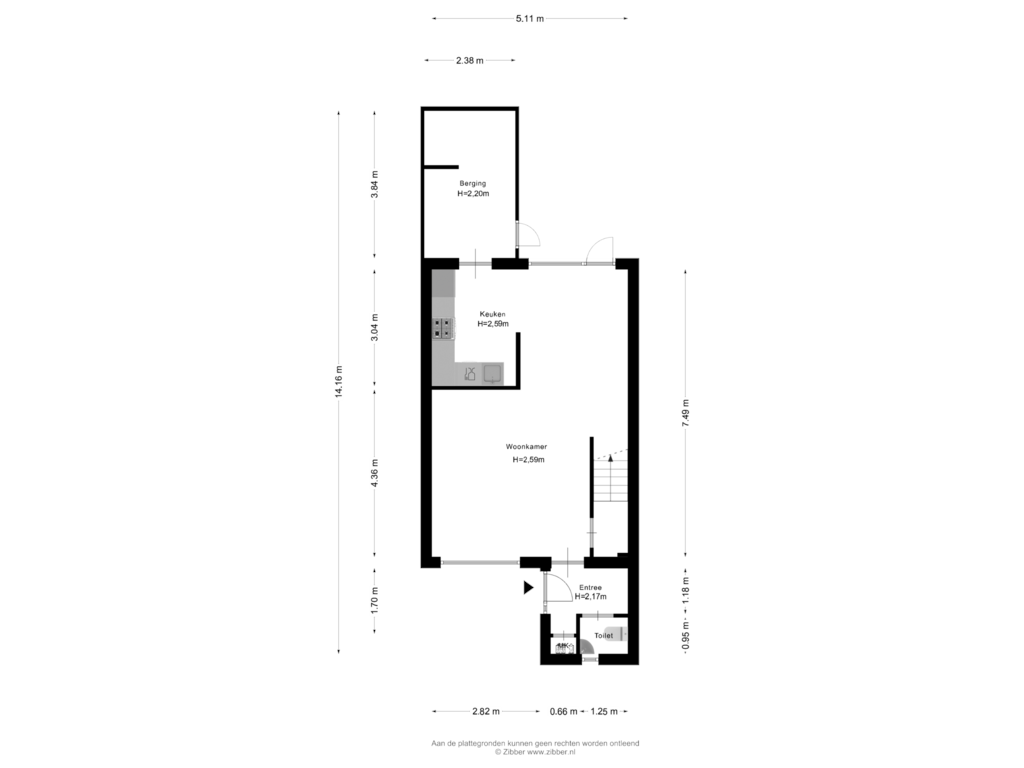 Bekijk plattegrond van Begane Grond van Achter de Hoven 21