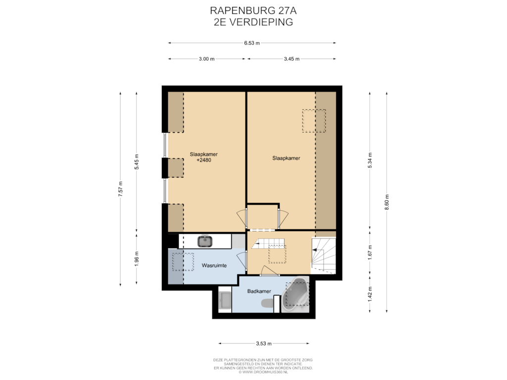 Bekijk plattegrond van 2E Verdieping van Rapenburg 27-A