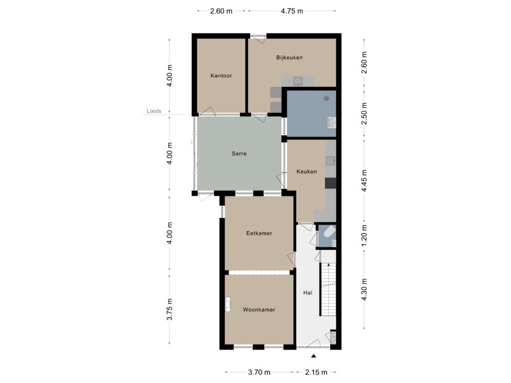 Bekijk plattegrond van Begane grond van Ridderweg 47