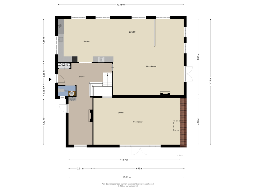 View floorplan of Begane grond of Noorddijkerweg 15