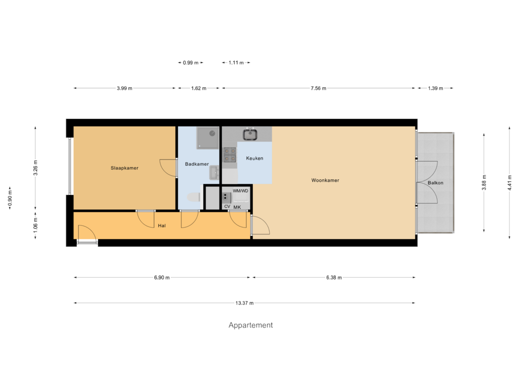 Bekijk plattegrond van Appartement van Parallel Boulevard 17