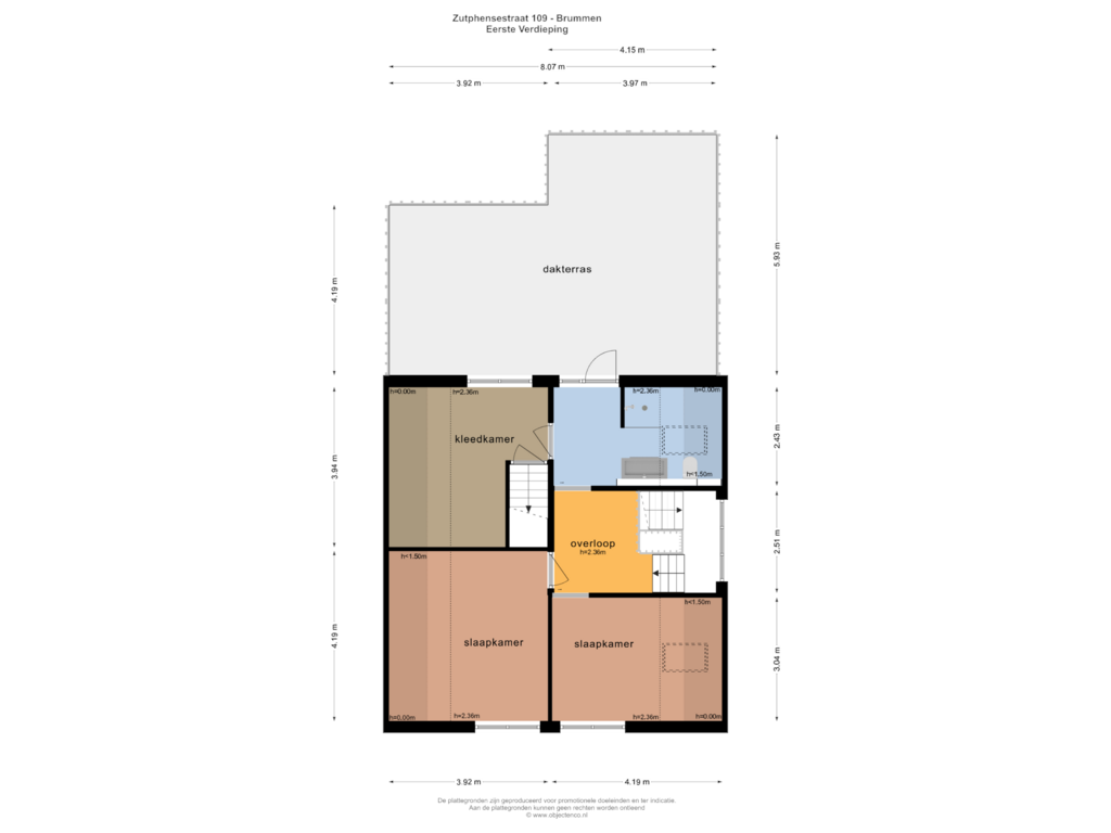 View floorplan of EERSTE VERDIEPING of Zutphensestraat 109