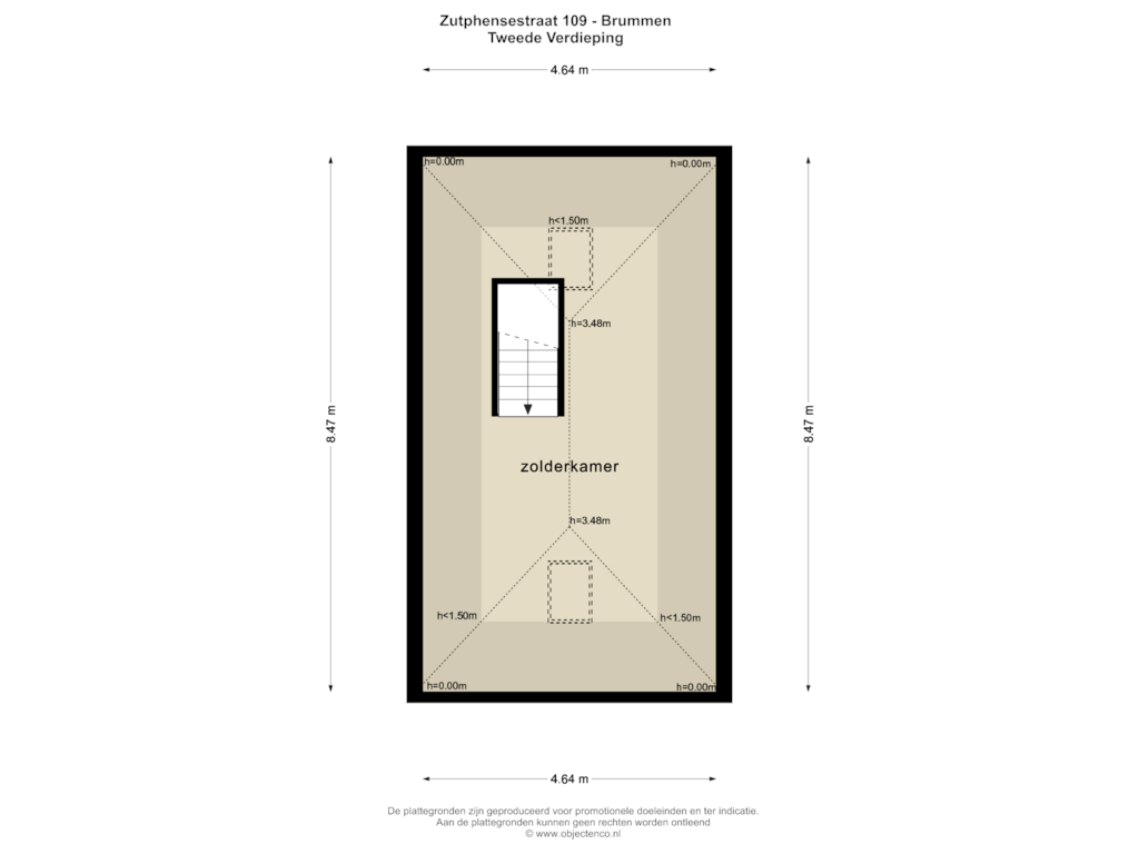 View floorplan of TWEEDE VERDIEPING of Zutphensestraat 109