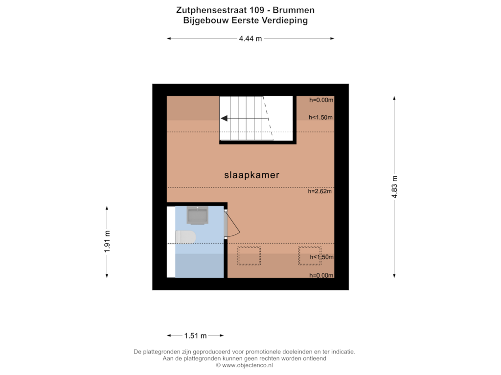 View floorplan of BIJGEBOUW EERSTE VERDIEPING of Zutphensestraat 109