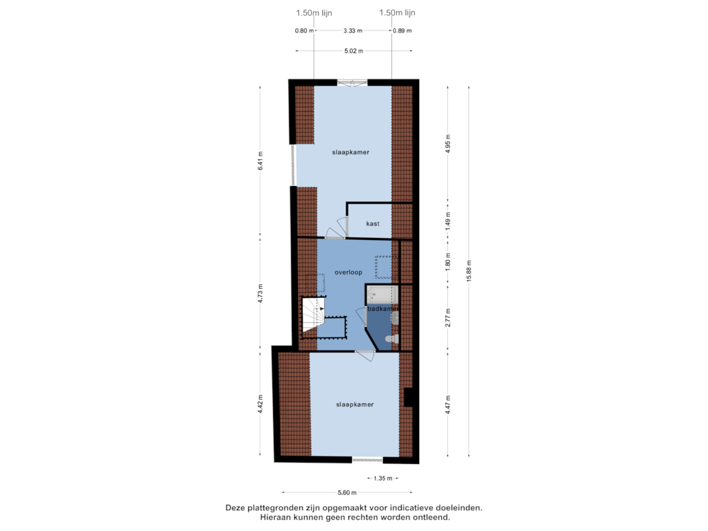 View floorplan of 1e verdieping of Kapellestraat 5