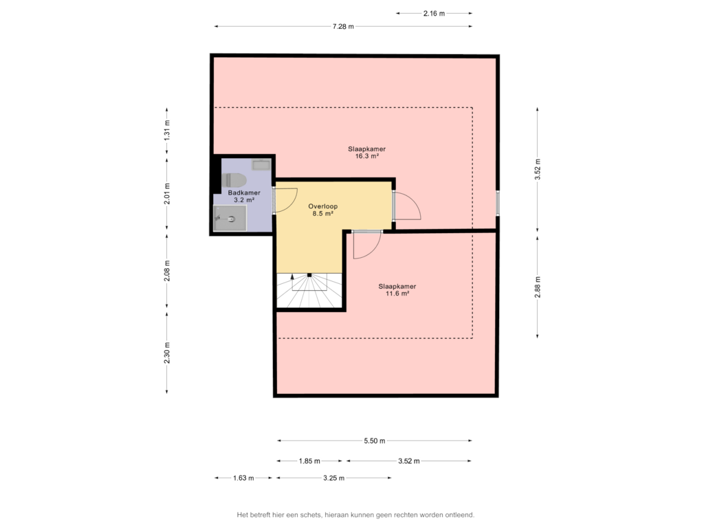 View floorplan of 1e verdieping of Oudezijl 6