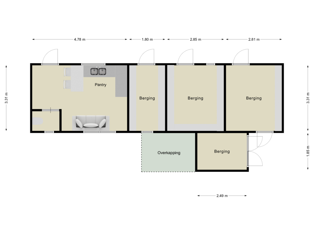 Bekijk plattegrond van Tuinhuis van Bloemlandseweg 9