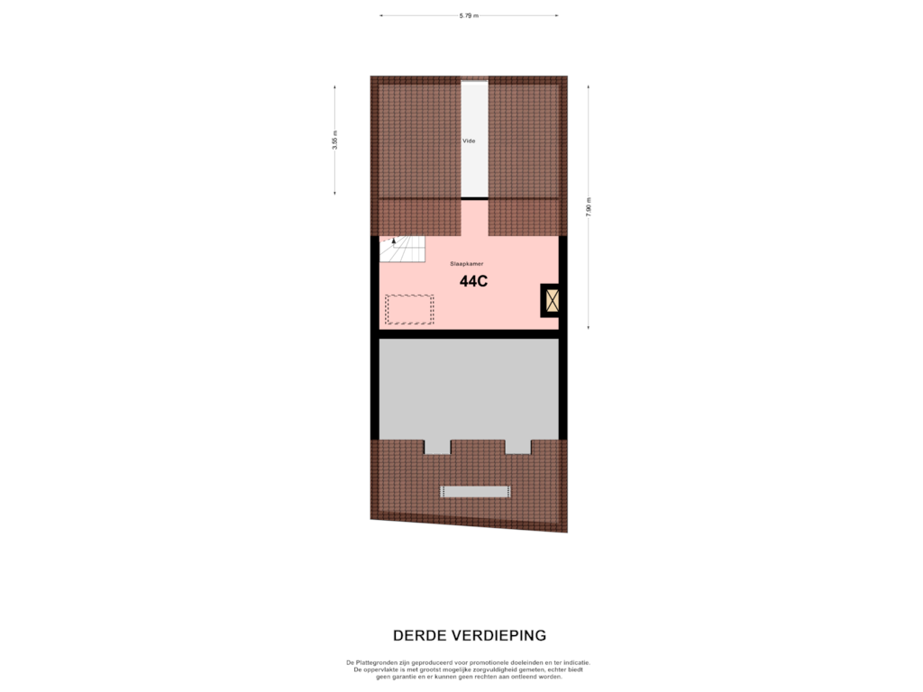 View floorplan of DERDE VERDIEPING of Utrechtseweg 44-C